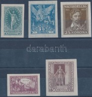 ** 1923 PetÅ‘fi Sándor (I.) Vágott Sor (20.000) / Mi 369-373 Imperforate Set - Autres & Non Classés