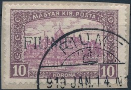 Fiume 1918 Parlament 10K Gépi Felülnyomással Kivágáson (450.000) / Mi 25 With... - Autres & Non Classés