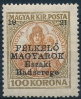 ** Nyugat-Magyarország V. 1921 Koronás Madonna 100K (80.000) / Mi 58 Signed: Bodor (ujjlenyomat /... - Otros & Sin Clasificación