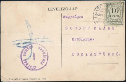 Temesvár 1920 LevelezÅ‘lap Temesvárról BuziásfürdÅ‘re 10Bani Román... - Autres & Non Classés