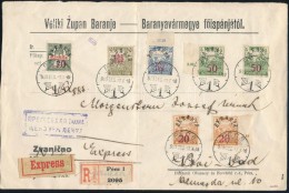 1919 Expressz Ajánlott Levél 7 Baranya Bélyeggel / Express Registered Cover. Signed: Bodor - Autres & Non Classés