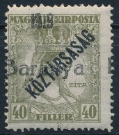 ** Baranya I. 1919 Zita/Köztársaság 40f (35.000) / Mi 44 Signed: Bodor - Autres & Non Classés