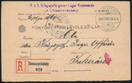 1917 Ajánlott LevelezÅ‘lap / Registered Cover 'K.u.k. Kriegsgefangenen-Lager Kommando In Dunaszerdahely' - Autres & Non Classés