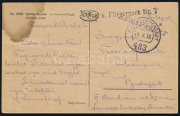 1918 Tábori Posta Képeslap 'FP 483' + 'K.u.K. Fliegerpark Nr. 7' - Autres & Non Classés