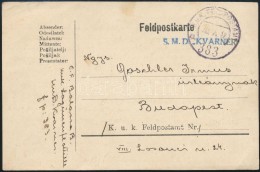 1918 Kuk Lagunaflotta Tábori Posta LevelezÅ‘lap / Field Postcard 'S.M.D. KVARNER' + 'FP 383' - Otros & Sin Clasificación