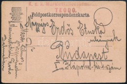 1915 Tábori Posta LevelezÅ‘lap / Field PS-card Piros / Red 'K.u.K. Marinestationskommando / TEODO'... - Other & Unclassified