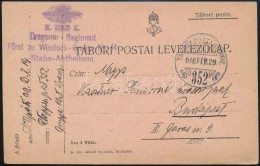 1916 Tábori Posta LevelezÅ‘lap / Field Postcard 'K. UND K. Dragoner - Regiment Fürst Zu Windisch -... - Autres & Non Classés