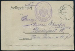 1915 Tábori Posta Zárt LevelezÅ‘lap / Field Cover Card  'K.U.K. 7,5 Cm CHINA GEBIRGSKANONENBATTE 1/I' - Otros & Sin Clasificación
