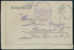 1915 Tábori Posta Zárt LevelezÅ‘lap / Field Cover Card  'K.U.K. 7,5 Cm CHINA GEBIRGSKANONENBATTE 1/I' - Other & Unclassified