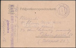 1914 Tábori Posta LevelezÅ‘lap / Field Postcard 'K.u.K. 1. ARMEE-ETAPPENKOMMANDO Jntendanz' + 'FP 12' - Otros & Sin Clasificación