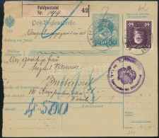 1916 Csomagszállító 60h Bérmentesítéssel / Parcel Card 'PLATZKOMMANDO Des... - Autres & Non Classés