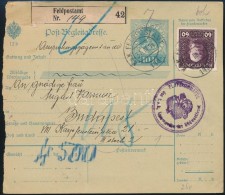 1916 Csomagszállító 60h Bérmentesítéssel / Parcel Card 'PLATZKOMMANDO Des... - Otros & Sin Clasificación