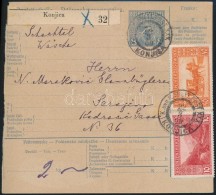 1909 Csomagszállító 10H + 40H Bérmentesítéssel / Parcel Card 'KONJICA' -... - Autres & Non Classés