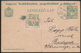 1918 8f Díjjegyes LevelezÅ‘lap 2f Szükségportóval / PS-card With Auxiliary Postage Due... - Autres & Non Classés
