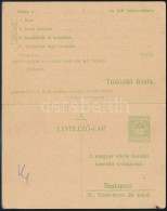 1914 Használatlan Vöröskeresztes Válaszos Tudakozó Lap / Red Cross Inquiry PS-card,... - Otros & Sin Clasificación