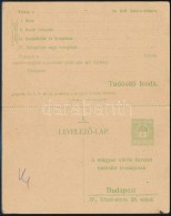 1914 Használatlan Vöröskeresztes Válaszos Tudakozó Lap / Red Cross Inquiry PS-card,... - Other & Unclassified