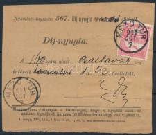 1911 Távirati Díjnyugta 30f Illetékkel A Hátoldalán / Telegramm Fee Receipt With... - Otros & Sin Clasificación