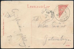 1909 Felezett Turul 10f Bélyeg Képeslapon / Postcard With Bisected 10f Turul Stamp... - Autres & Non Classés