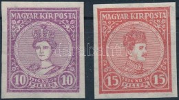 ** 1916 Koronázás Vágott Sor (8.000) / Mi 188-189 Imperforate Set - Autres & Non Classés