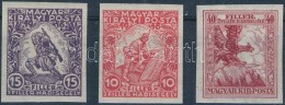 ** 1916 Hadisegély III. Vágott Sor (12.000) / Mi 183-185 Imperforate Set - Otros & Sin Clasificación