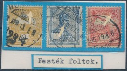 O 1900-1913 3 Klf Turul Bélyeg Szép Festékfoltokkal / With Paint Spots - Autres & Non Classés