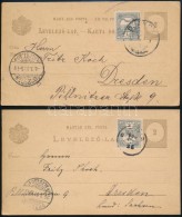 1900 2 Db 2kr Díjjegyes LevelezÅ‘lap Turul 1kr Díjkiegészítéssel Drezdába... - Other & Unclassified