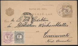 1897 Díjkiegészített Díjjegyes LevelezÅ‘lap Az USA-ba / PS-cardwith Additional Franking... - Autres & Non Classés