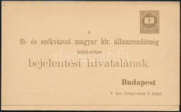 1897 2kr Használatlan Díjjegyes RendÅ‘rségi BejelentÅ‘ Lap Barna Színben, Szép... - Other & Unclassified