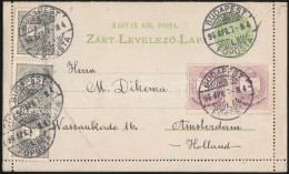 1896 3kr Díjjegyes Zárt LevelezÅ‘lap 3 X 1kr + 2 X 2kr Díjkiegészítéssel... - Otros & Sin Clasificación