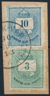 1881 Színesszámú 3kr + 10kr Kivágáson, A 3kr Jobb Oldali... - Autres & Non Classés