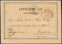 1874 2kr Díjjegyes LevelezÅ‘lap Innsbruckból Budapestre, Portózás Nélkül... - Autres & Non Classés