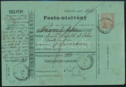 1874 5kr Postautalvány 5 GuldenrÅ‘l, A Szelvényen Jiddis írással / PS-money Order... - Otros & Sin Clasificación