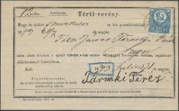 1873 Réznyomat 10kr Tértivevényen / Mi 11 On Retour Recepisse 'MISKOLCZ' - 'SZEGED' - Otros & Sin Clasificación