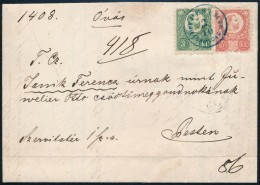 1873 Helyi Ajánlott Levél 3kr és 5kr Bérmentesítéssel / Registered Local... - Otros & Sin Clasificación