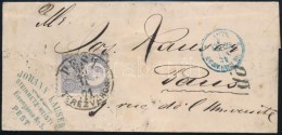 1871 Réznyomat 25kr Levélen / Mi 13 On Cover 'PEST / TERÉZVÁROS' - Paris - Other & Unclassified