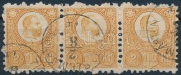 O 1871 Réznyomat 2kr Hármascsík / Mi 8 Strip Of 3 'TÁPIÓ SZT. MÁRTON' - Other & Unclassified