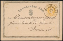 1871 Díjjegyes LevelezÅ‘lap / PS-card 'KLOPODIA' - Otros & Sin Clasificación