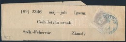 1869 Hírlapbélyeg Címszalagon / Newspaper Stamp On Wrapper Kék / Blue '(ZÁ)MOLY' - Otros & Sin Clasificación