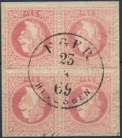 1867 5kr Négyestömb / Block Of 4 'EGER HEVESBEN' - Autres & Non Classés