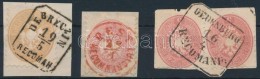 1864 4 Db Bélyeg Kivágásokon / 4 Stamps On Cuttings 'DEBRECZIN RECOMAN', 'PEST RECOMMANDIRT',... - Autres & Non Classés