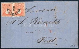 1859 2 Festékfoltos 5kr II. Levélen / 2 X 5kr With Paint Spots On Cover ,,MISKOLCZ' - ,,PESTH... - Autres & Non Classés