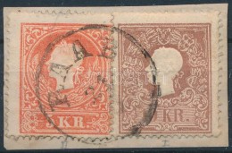 1858 5kr II (festékes Fej) + 10kr II 'RAAB' - Autres & Non Classés