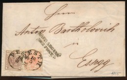 1855 3kr + 6kr Levélen / On Cover 'PESTH' + 'NACH ABGANG DER POST' - 'ESSEGG' - Autres & Non Classés