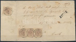 1855 3 X 6kr MP és 6kr Ajánlott Levélen / On Registered Cover 'VESZPRÉM' - Pesth - Autres & Non Classés