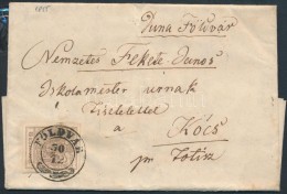 1855 6kr Levélen / On Cover 'FÖLDVÁR' - 'PESTH' - 'TOTIS' - Kócs - Autres & Non Classés