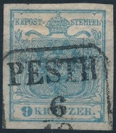 O 1850 9kr HP I. Számos Nagy Lemezhibával / With Plate Flaws 'PESTH' - Autres & Non Classés