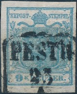 O 1850 9kr HP I Vízjeles / With Watermark 'PESTH' Signed: Ferchenbauer - Autres & Non Classés