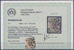 O 1850 6kr MP III. Lemezhibás Bélyeg / Plate Flaw 'PESTH' + Kék / Blue... - Otros & Sin Clasificación