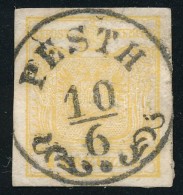 O 1850 1kr MP I. B Világos Aranysárga / Light Golden Yellow ,,PESTH' Certificate: Steiner - Autres & Non Classés