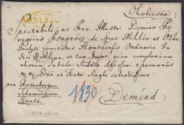 1830 Portós Levél / Cover With Postage Due Sárga / Yellow 'OKOLITSNA' - Deménd - Andere & Zonder Classificatie